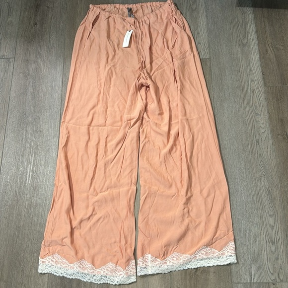 NWT! Pink Lace-Trim Silky Pull-On Pants by Anthropologie - Multiple💎🟠 - Picture 8 of 9